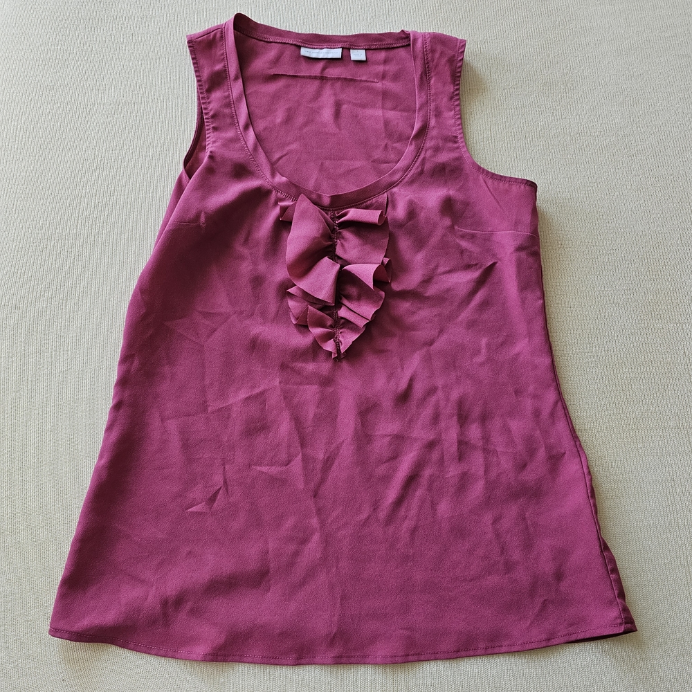 New York & Company Sleeveless Ruffle Tank in Berry